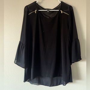 ELLEN TRACY Black Blouse Top Size MEDIUM